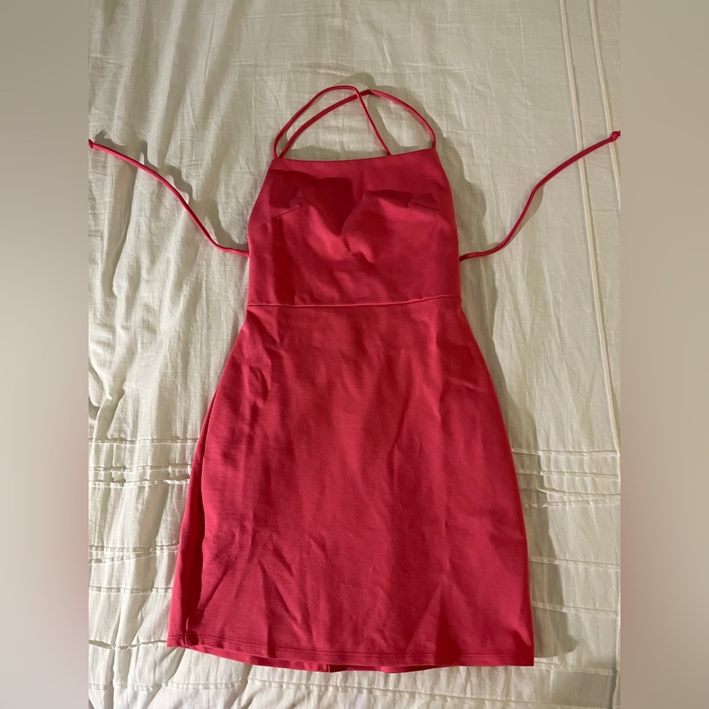 Pink Mini Dress with adjustable cross back